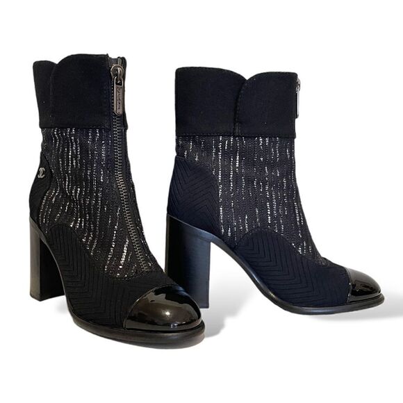 CHANEL Interlocking CC Logo Booties |38.5 EU| - Picture 3 of 14